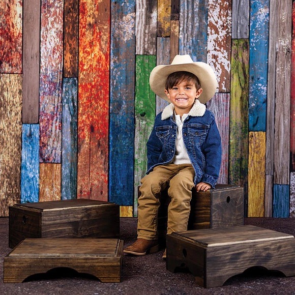 Rustic Multicolor Wood Plank Photography Backdrop 5x7 - Picture 2 of 3